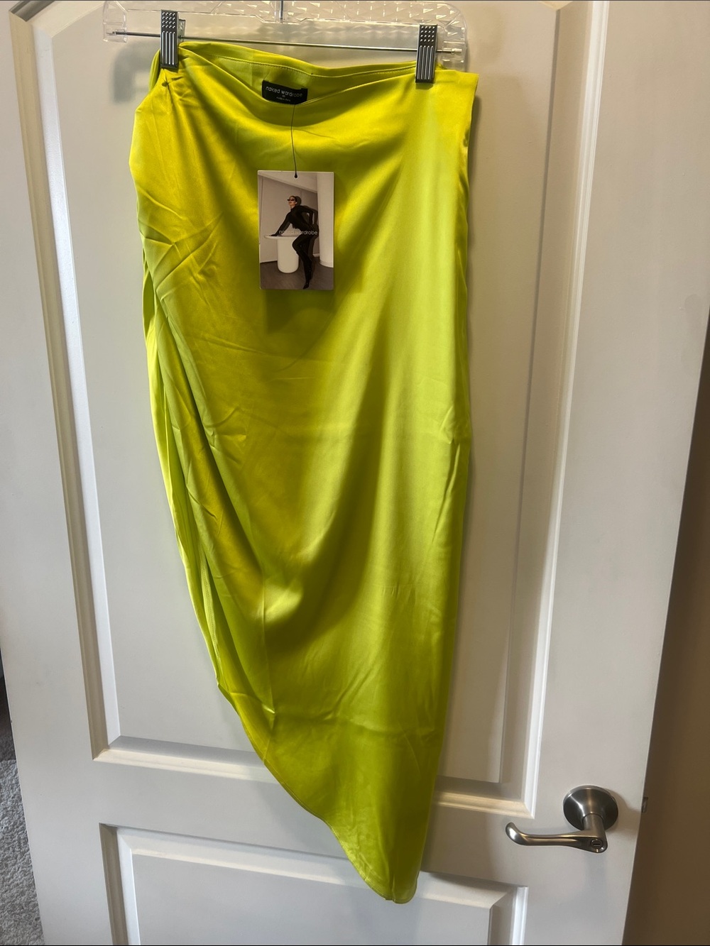 naked wardrobe neon lime asymmetrical skirt